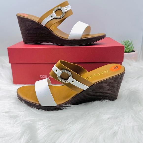 TOSCANELLA Made In Italy Ulta Wedge Sandals 9.5 - Picture 1 of 8